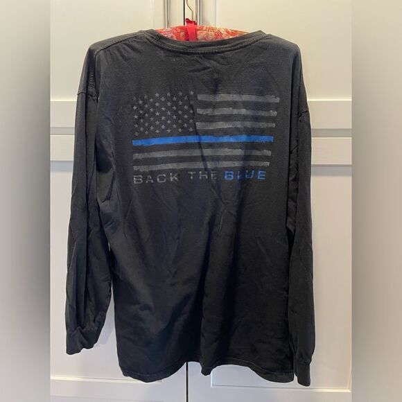 5.11 Tactical Back the Blue Thin Blue Line Long Sleeve Black Tee Men’s Sz L - Picture 2 of 3
